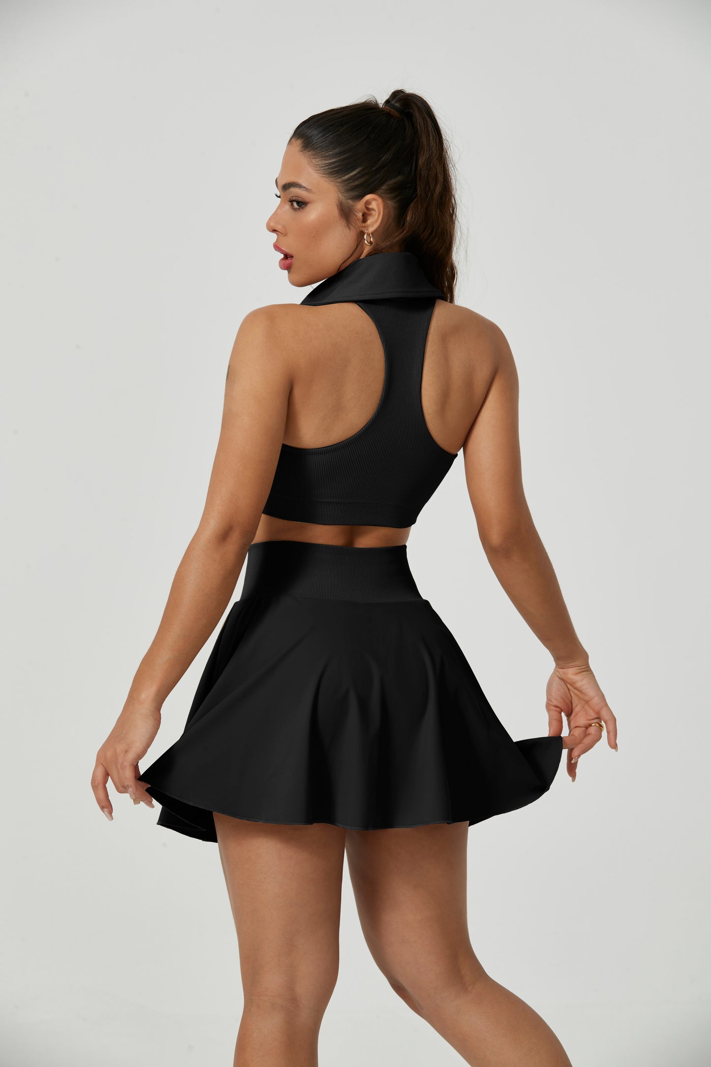 Black Tennis Skirt Skorts for Women with Pockets Athletic Girls Mini Golf Skirts for Women with Shorts for Running