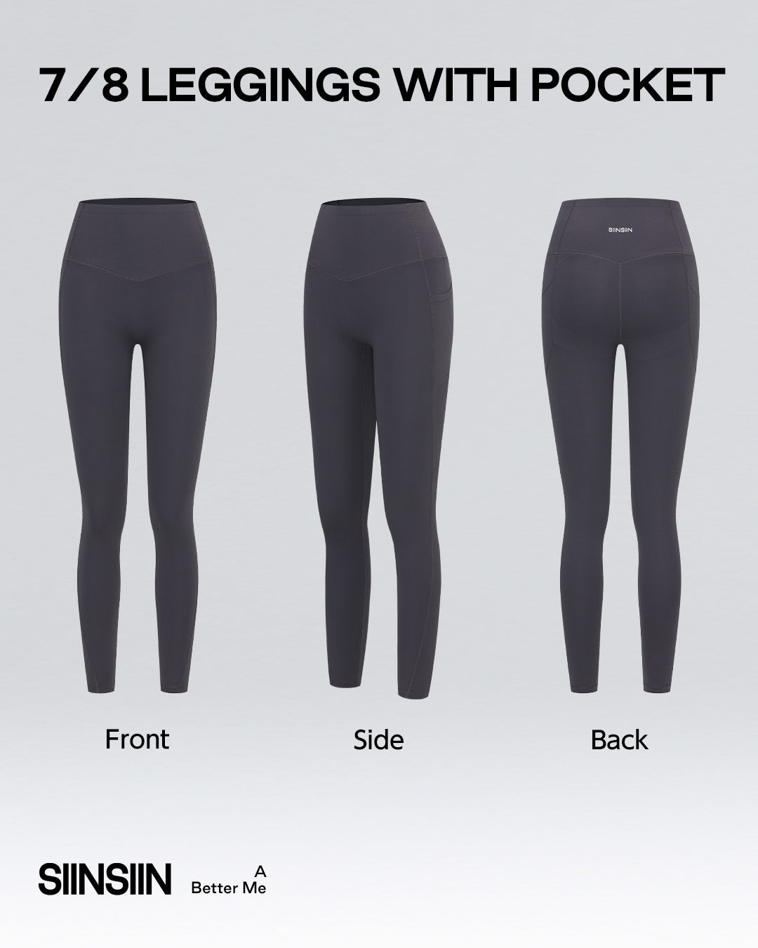 SIINSIIN Shaplite™ Butt Lifting Leggings with Pocket for Women High Waisted Tummy Control Squat-Proof Compression 7/8 Womens Leggings
