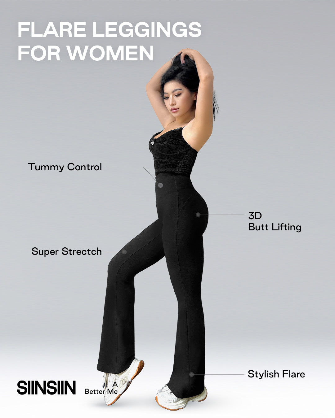 SIINSIIN Flare Leggings for Women Workout Yoga Pants High Waisted Tummy Control Butt Lifting Squat Proof Womens Flare Bootcut